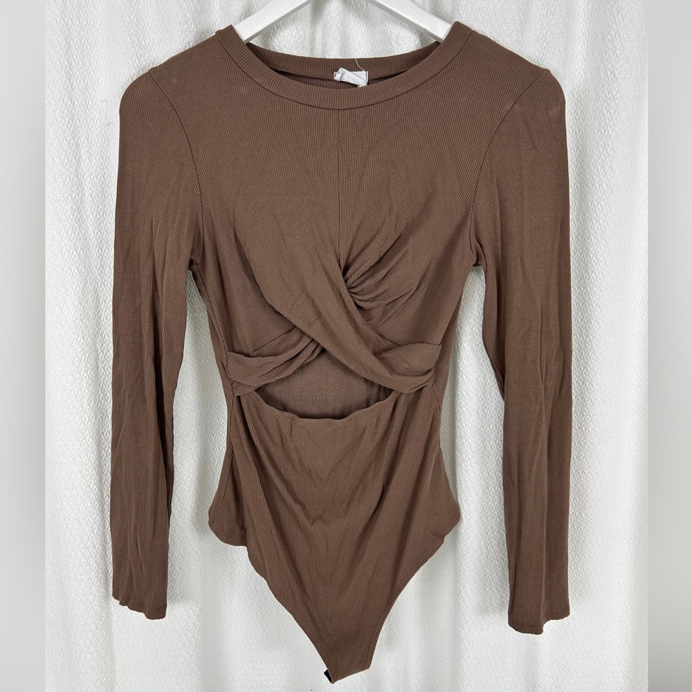 Le Lis Ribbed Bodysuit Brown Medium